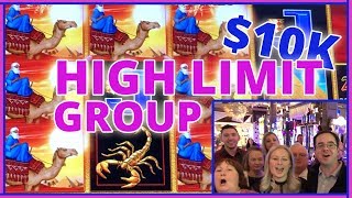 🎰💰 20 People ✖ 500 Each 💲10000 HIGH LIMIT GROUP SLOT PULL👭👫👬 ✦ Slot Machines w Brian C ad [upl. by Nylram]