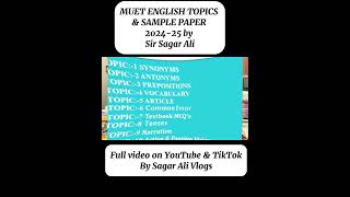 MUET ENGLISH TOPICS amp SAMPLE PAPER 202425  sagaralivlogs muet shorts [upl. by Joanna]