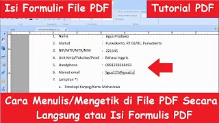 Cara Menulis atau Mengetik di File PDF Secara Langsung l Isi Formulir PDF Langsung I Tutorial PDF [upl. by Peg525]