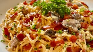 CREAMY CARBONARA PINOY STYLE  Simple Easy Carbonara Recipe  Pinoy Simple Cooking [upl. by Ajiat342]