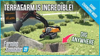 Dig ANYWHERE on ANY MAP in Farming Simulator 22 with the Amazing TerraFarm Mod [upl. by Eeslehc]