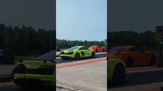 Audi R8 V10 Twin turbo 1000hp vs GTR 1000hp small 9 second cars [upl. by Gothar]