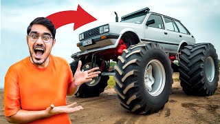 हमने गाड़ी में लगा दिए ट्रैक्टर के टायर  Giant Tractor Wheels in Car  Monster Car [upl. by Ynolem806]