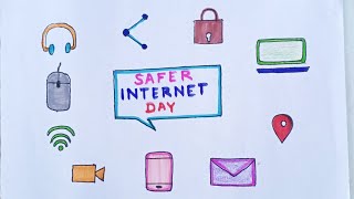 Safer Internet Day Drawing  Safer Internet Day Poster Making  Safer Internet Day Drawing Easy [upl. by Ahsenre]