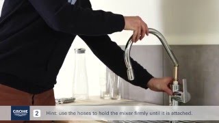 Install a GROHE single lever kitchen mixer with pullout mixer spout [upl. by Lisk850]