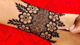 Designer Dulhan Mehndi Design For Back Hands Karva chauth Easy And Simple Mehndi Design [upl. by Celin]