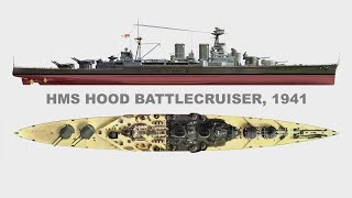 Overview of the battlecruiser HMS Hood British Royal Navy March 1941 [upl. by Eyllek]