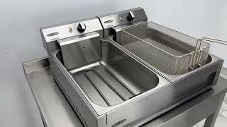 Friteuza electrica profesionala cu 2 cuve 10  10 l Ideal Inox [upl. by Anaiq858]