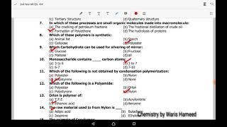 Macromolecules or Biochemistry  Chp 14  MCQs  2nd Year Chemistry  by Waris Hameed [upl. by Larrad858]