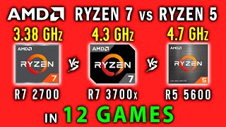 Ryzen 7 2700 vs Ryzen 7 3700x vs Ryzen 5 5600 Test in 12 Games  AMD Ryzen 7 vs Ryzen 5 Battle [upl. by Ybhsa979]