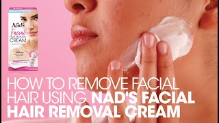 How to remove facial hair using Nads Facial Hair Removal Cream  Demo Video [upl. by Sutsuj881]