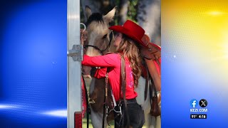 Benton County Fair and Rodeo queen tames wild mustang [upl. by Atisor572]