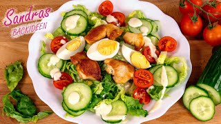 Bunter Salat mit Hähnchen  schnell amp lecker  Honig Senf Dressing  Rezept  einfacher Salat [upl. by Shanahan132]