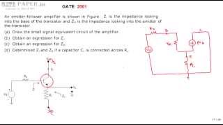 GATE 2001 ECE Input and Output Impedance of Emitter Follower [upl. by Lasonde]