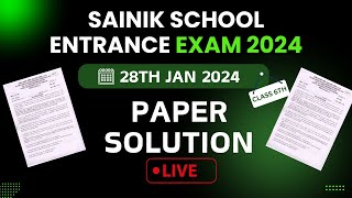 Sainik School Live Solution Class 6  Sainik School Exam 2024  28 January Paper Answer Key [upl. by Pinter]