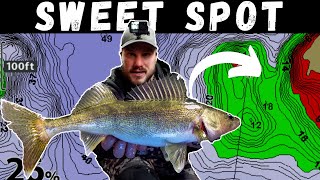 Mid Winter Walleye Location  Ice Fishing Walleyes in a High Percentage Spot [upl. by Joby286]