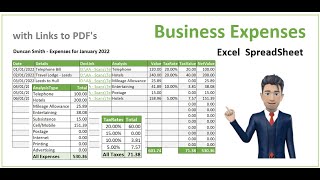 How to create a Business Expenses Spreadsheet  with PDF links [upl. by Weihs]