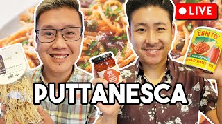 Were making PASTA with PUTTANESCA SAUCE  LIVE MUKBANG [upl. by Attelrahs]