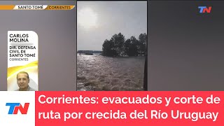 CORRIENTES I Familias evacuadas y corte de ruta por la crecida del Río Uruguay [upl. by Yelsgnik]