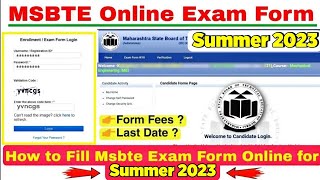 How to fill Msbte Exam Form MSBTE Summer 2023 Msbte Exam Form Filling Live Demo [upl. by Callida]