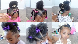 10 Min Easy amp Cute Hairstyles for Babies amp Toddlers Curly Natural Hair Routine  Little Black Girls [upl. by Mehelhteb]