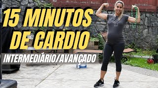 TREINO 15 MINUTOS DE CARDIO EM CASA  Pulando corda para emagrecer em casa [upl. by Llerahc357]