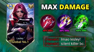 TRY THIS 😎 LESLEY MAX DAMAGE BUILD TO RANK UP FASTER  LESLEY GAMEPLAY [upl. by Varipapa]