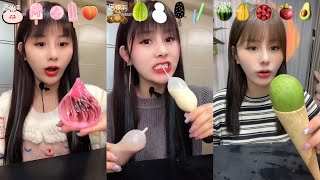 Asmr Eating Emoji Foods 🍭🧋🍿🥑🍓🍉🥑🍰🥩🍅🍦 Relaxing Tiktok Food  Satisfying [upl. by Corbet]