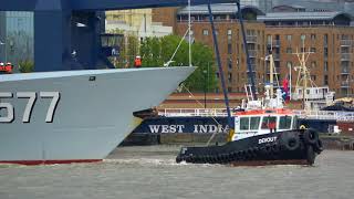 Type 054A Frigate Huanggang 577 London West India Dock 4K UHD [upl. by Ruggiero]