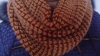 Knitting Snood wrap scarf Neckwarmer boucle Part 1 [upl. by Tocci910]