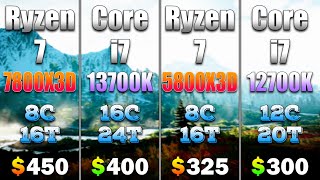 Ryzen 7 7800X3D vs Core i7 13700K vs Ryzen 7 5800X3D vs Core i7 12700K  PC Gameplay Tested [upl. by Marika307]