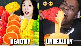 HEALTHY FOOD vs JUNK FOOD mukbang [upl. by Hoebart790]