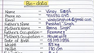 How to write biodataResume  Biodata format  Biodata kaise banaye  BIOData बनाना सीखे [upl. by Aubyn329]