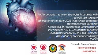 Análisis Antithrombotic treatment in coronary atherosclerotic disease 2023 ESC EAPCI ACVC EAPC [upl. by Larner]