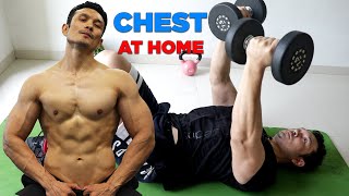 FULL CHEST WORKOUT at HOME NO GYM  Only DUMBBELLS [upl. by Lesko756]