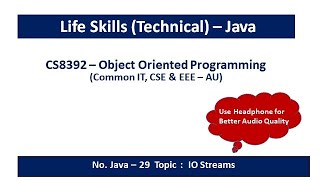 Java IO Streams  InputStream  OutputStream  Methods  File Handling Programs  CS8392  OOP  29 [upl. by Brass]