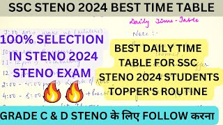 SSC STENOGRAPHER 2024 BEST TIME TABLE FOR STUDENTS  SSC STENO 2024 STRATEGY FOR STUDENTS  SSC 2024 [upl. by Odnamra]