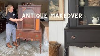 Amazing Antique Hutch Makeover with Real Milk Paint  How to Treat Termites  Bug Damage [upl. by Ladin600]