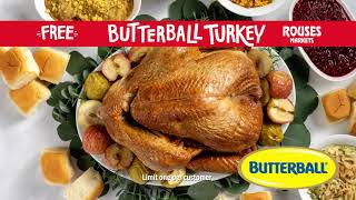 Rouses Market  Free Butterball Turkey [upl. by Aneetsirk810]