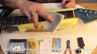 How To Clean The Rosewood Fretboard On Your Guitar  A pro tutorial [upl. by Forbes630]