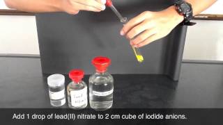 Testing of Iodide Anions  leadII nitrate and nitric acid [upl. by Ladin]