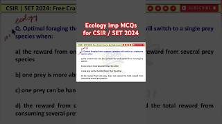 Ecology Question  Optimal Foraging Theory  Ecological Model  Biodotcom  CSIR SET Shorts [upl. by Giddings885]