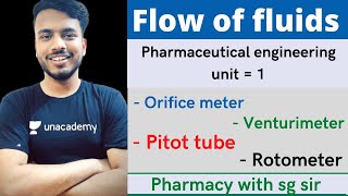 flow of fluids  Orifice meter  Venturimeter  pitot tube  rotometer  lecture 2 bpharmacy [upl. by Fanny]