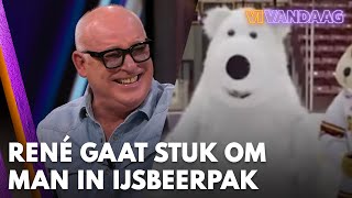 René gaat stuk om filmpje van uitglijdende man in ijsbeerpak  VI VANDAAG [upl. by Goodden]