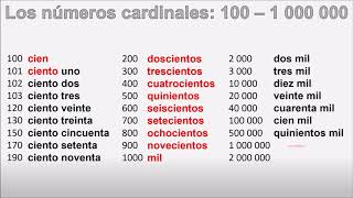 Les nombres cardinaux  Troisième partie  100  1 000 000 [upl. by Viccora]