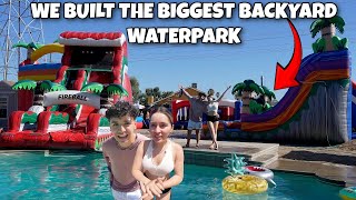 We built a GIANT WATERPARK in our backyard  waterslides dunk tank obstacle course pool [upl. by Jimmie]