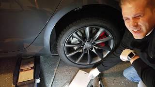 Model 3 Complete Wheel Swap Guide Summer  Winter plus Rotation and TPMS programming [upl. by Derzon]