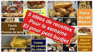 5 idées de recettes pour la semaine version 39  automne Pour petit budget  tourte crème de [upl. by Trebleht]