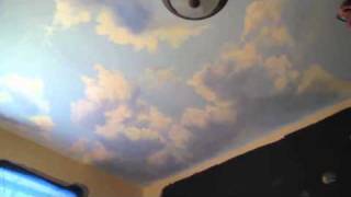 How to Paint Clouds on Ceiling  Mural Joe [upl. by Hardner]