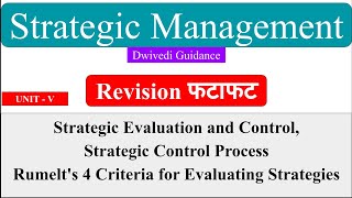 Strategy evaluation and control strategic control Process Rumelt 4 criteria Strategic Management [upl. by Illene]